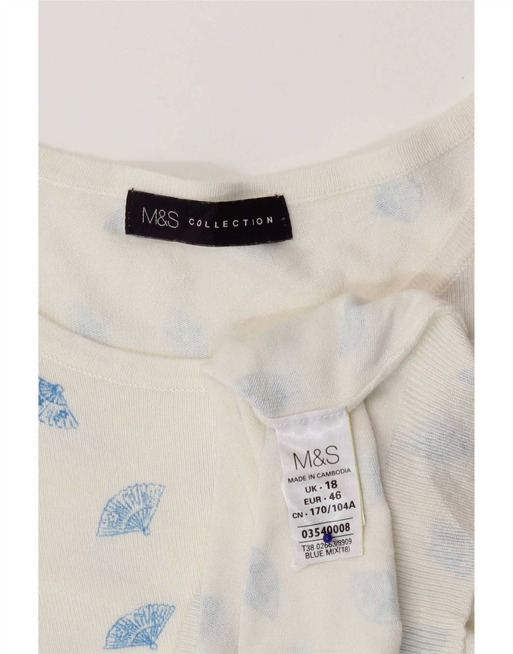 Marks & Spencer Dame abstrakt mønster Boat Neck sweater UK 18 XL B