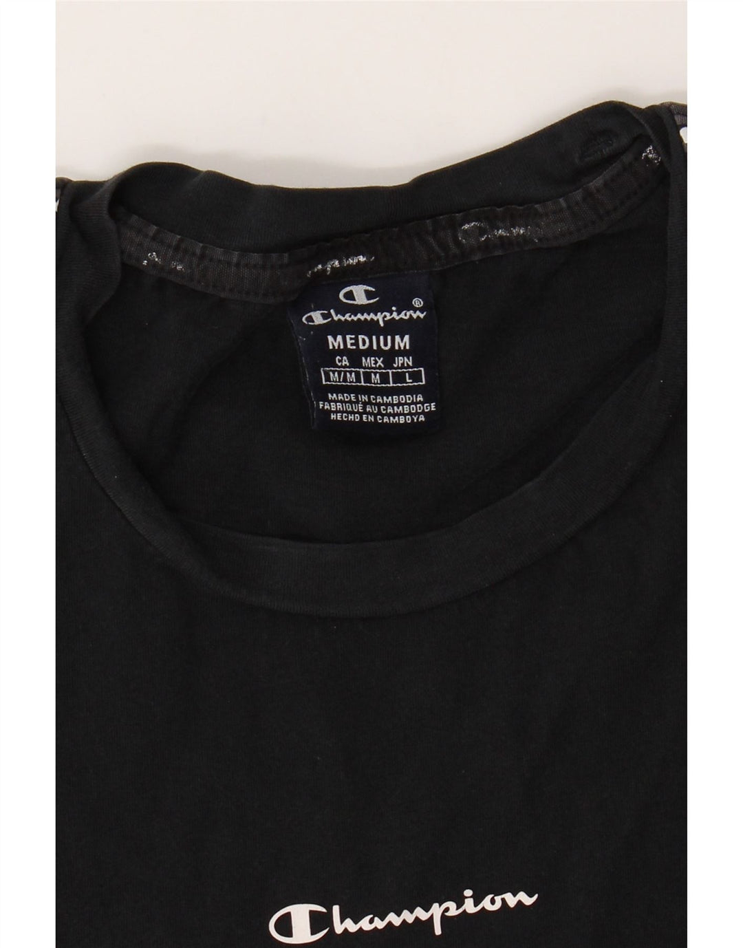 CHAMPION Womens Graphic T-Shirt Top UK 14 Medium Black Vintage Champion and Second-Hand Champion from Messina Hembry 