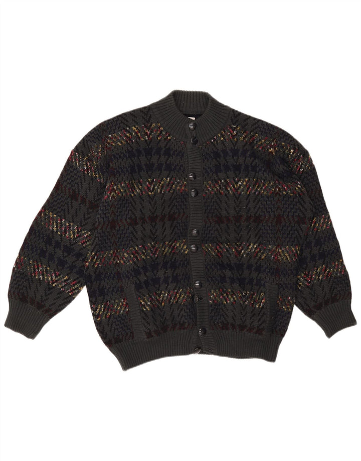 Vintage herre cardigan sweater XL Grå Houndstooth