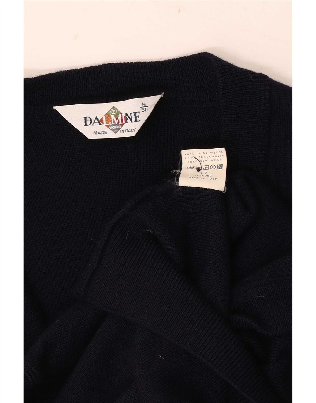 DALMINE Herre Cardigan Sweater IT 50 Medium Marineblå Virgin Wool