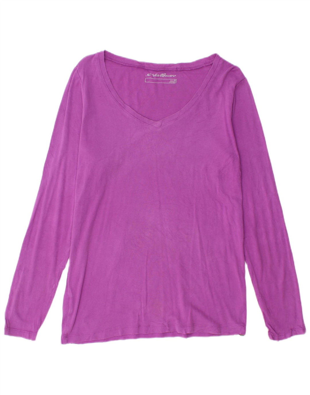 EDDIE BAUER Dame Top Langærmet UK 14 Medium Lilla Bomuld