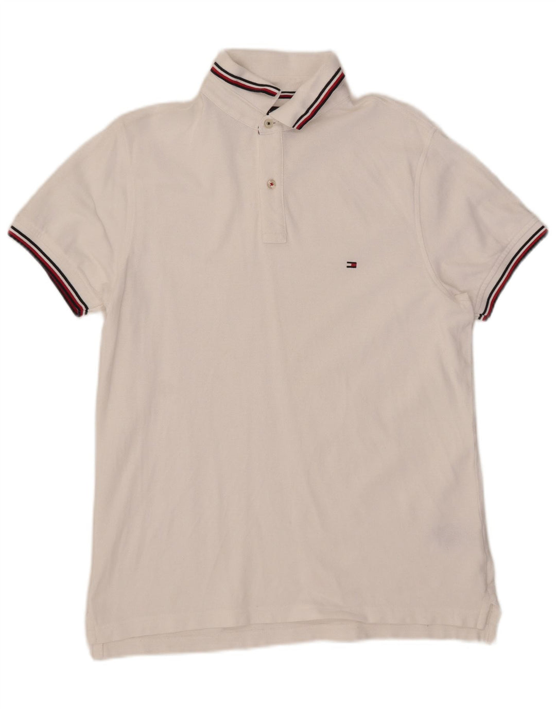 Tommy Hilfiger Herre Slim Fit Polo Shirt Medium White Bomuld