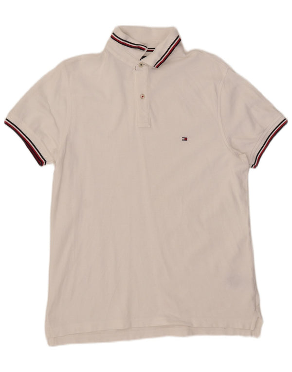 Tommy Hilfiger Herre Slim Fit Polo Shirt Medium White Bomuld