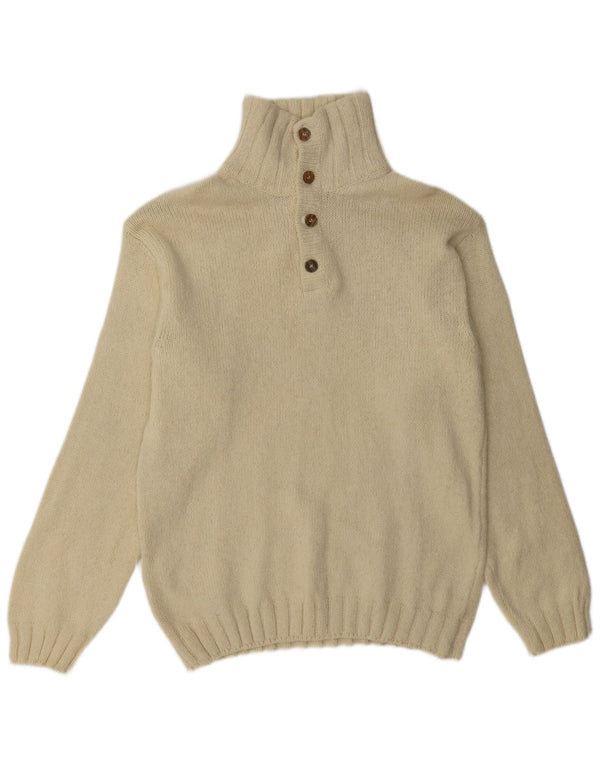 Marlboro Classics Herre Button Neck Jumper Sweater XL Beige Uld