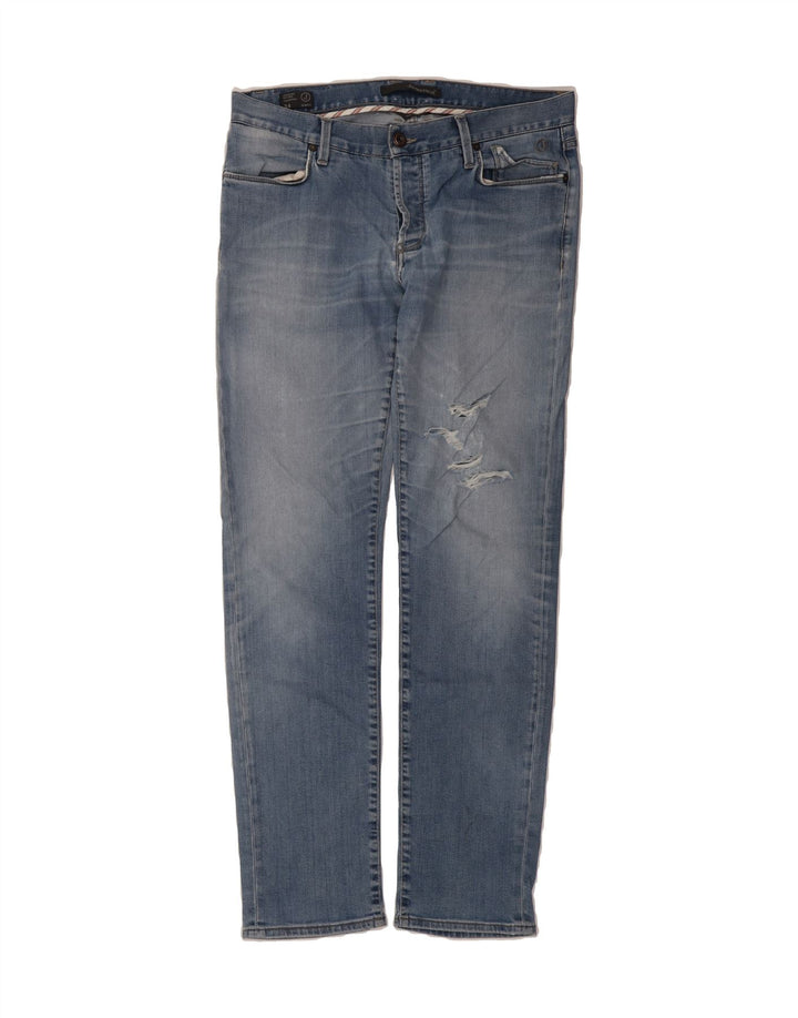 JECKERSON Mens Distressed Slim Jeans W34 L32 Blue Cotton Vintage Jeckerson and Second-Hand Jeckerson from Messina Hembry 