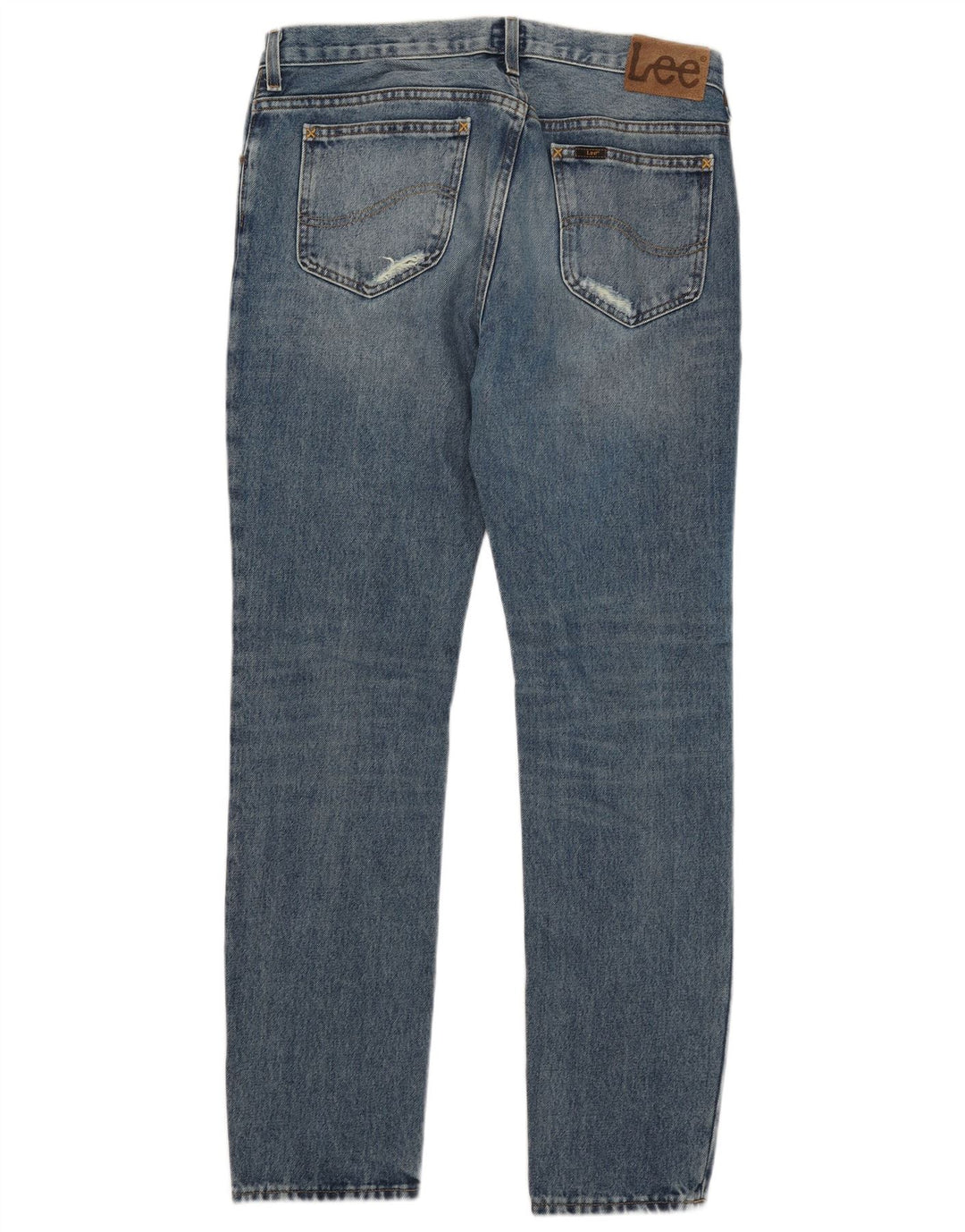 LEE Herre Rider Distressed Slim Jeans W33 L32 Blå Bomuld