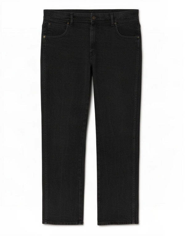 Wrangler Mens Regular Fit Straight Jeans W36 L30 Black Cotton