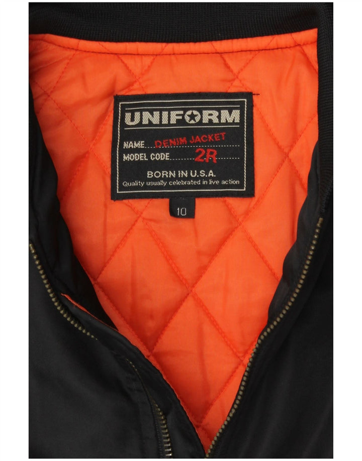Uniform Boys Loose Fit Flight Aviator Jacket 9-10 År Sort Nylon Retro
