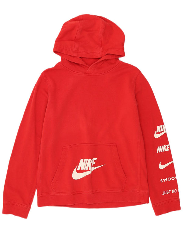 NIKE Swoosh grafisk hættetrøje til drenge 13-14 år XL rød bomuld