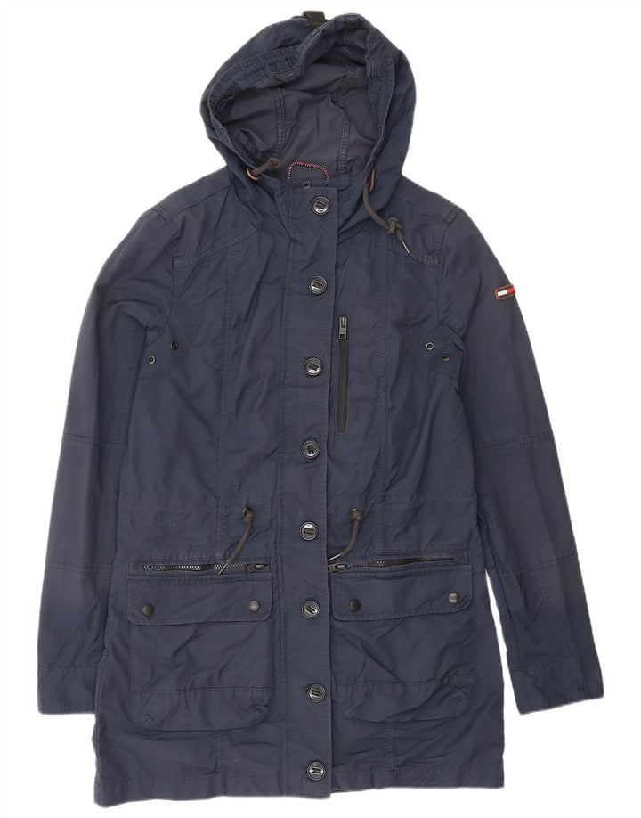TOMMY HILFIGER Dame Oversized hættejakke UK 10 Small Navy Blue