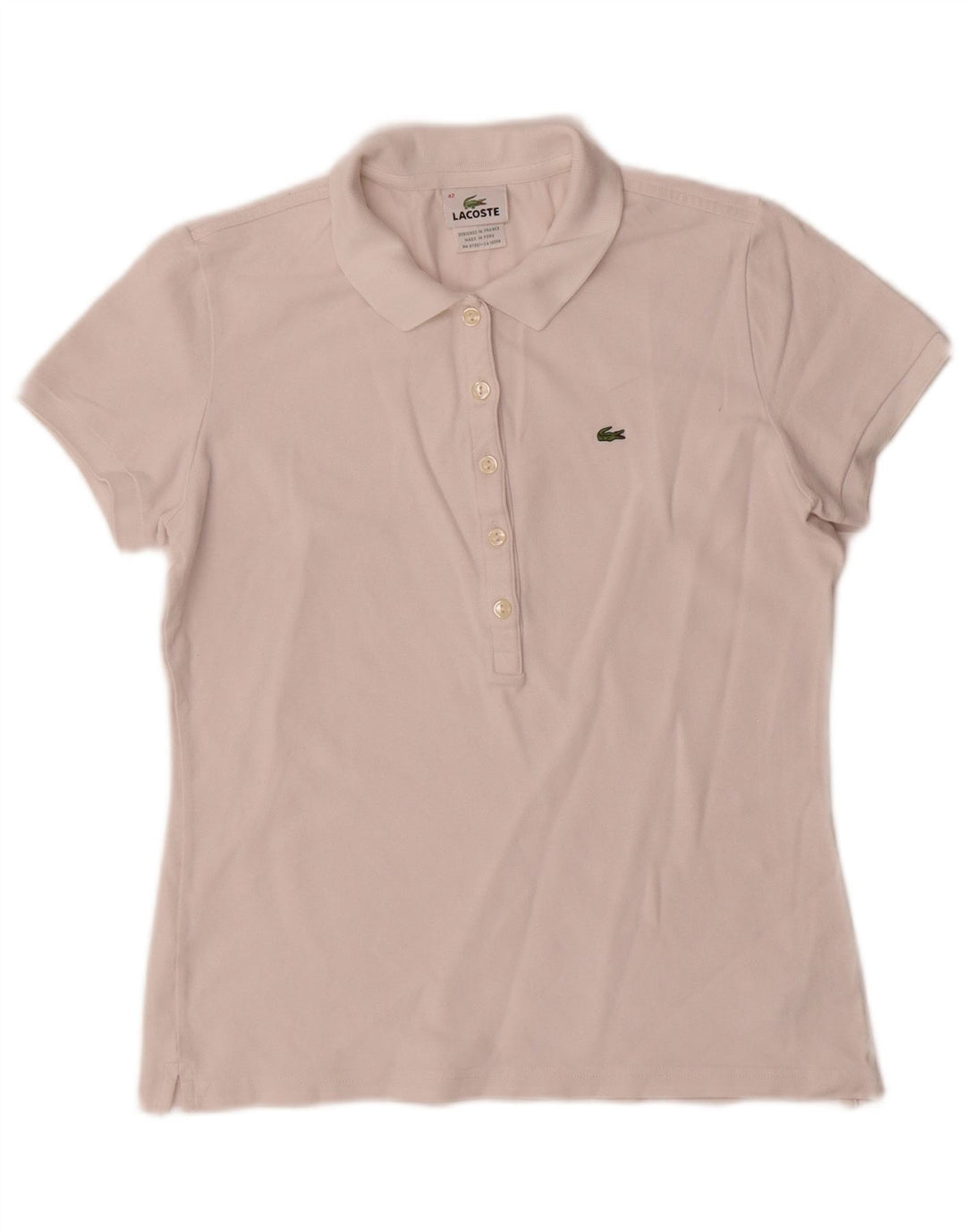 Lacoste Dame Polo Shirt Str. 42 Stor Hvid Bomuld