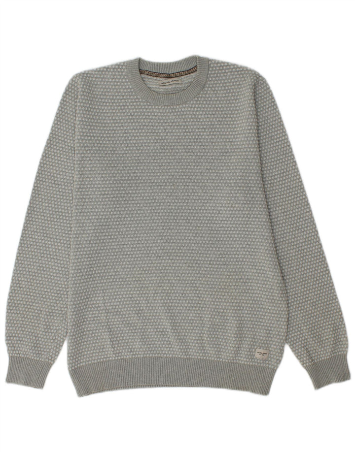 Jack & Jones Herre sweater med rund hals, mellemgrå plettet