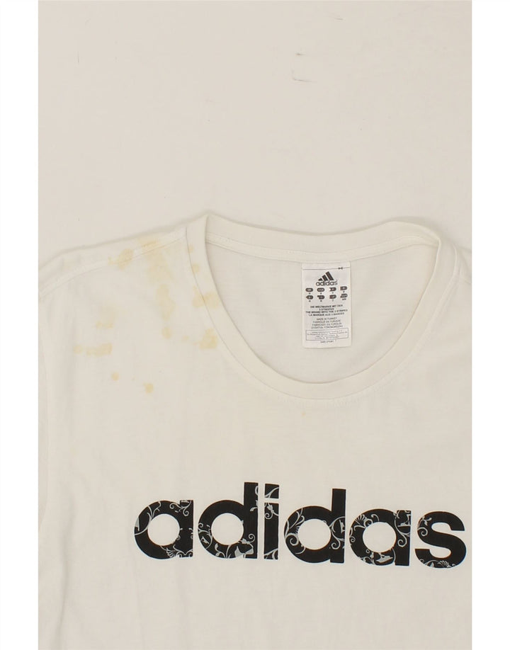 ADIDAS Mens Graphic T-Shirt Top Medium White Cotton Vintage Adidas and Second-Hand Adidas from Messina Hembry 
