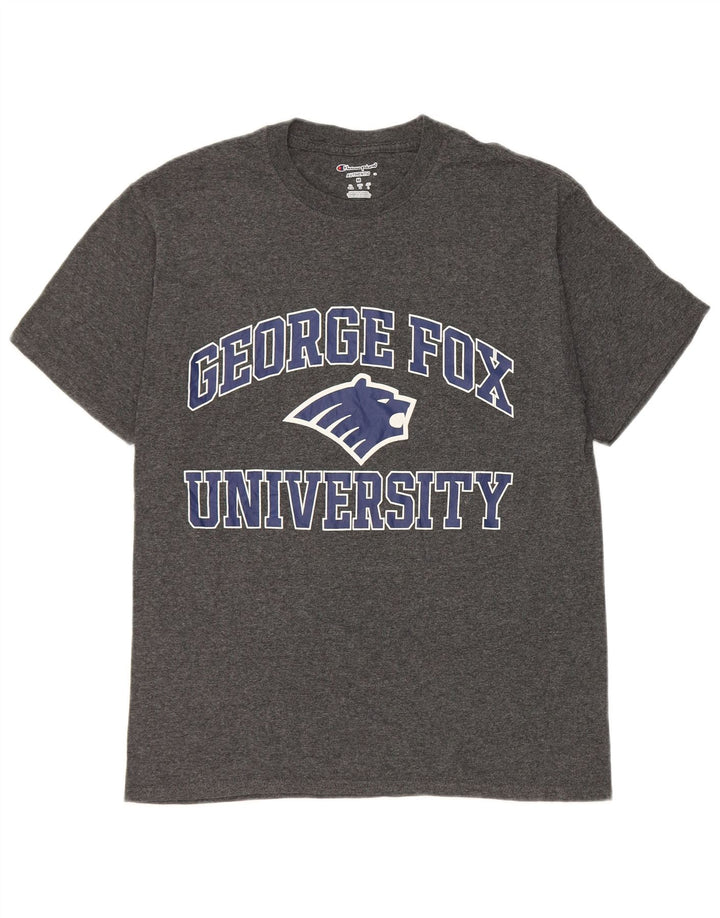 Champion Herre George Fox University grafisk T-shirt top mellemgrå bomuld