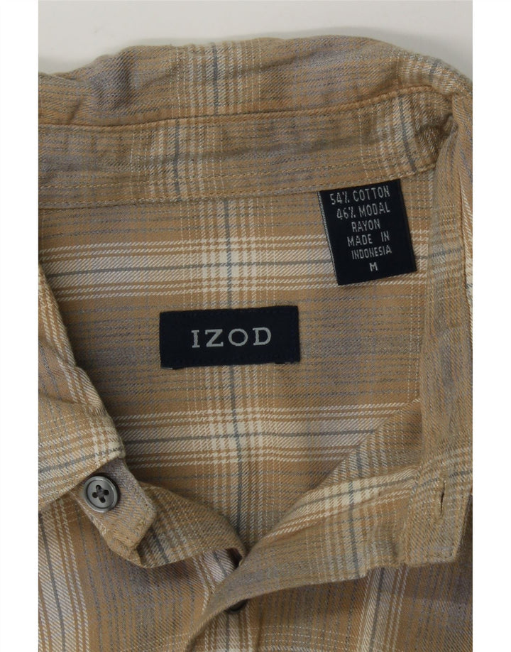 IZOD Mens Flannel Shirt Medium Beige Check Cotton Vintage Izod and Second-Hand Izod from Messina Hembry 