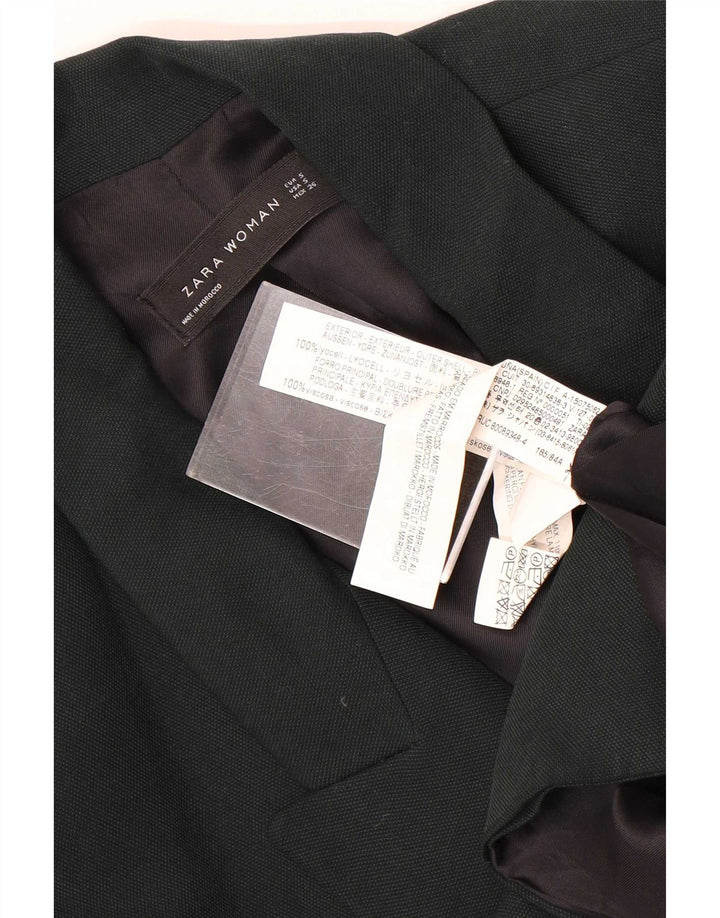 Zara Dame Double Breasted Blazer Jacket UK 10 Small Green Lyocell