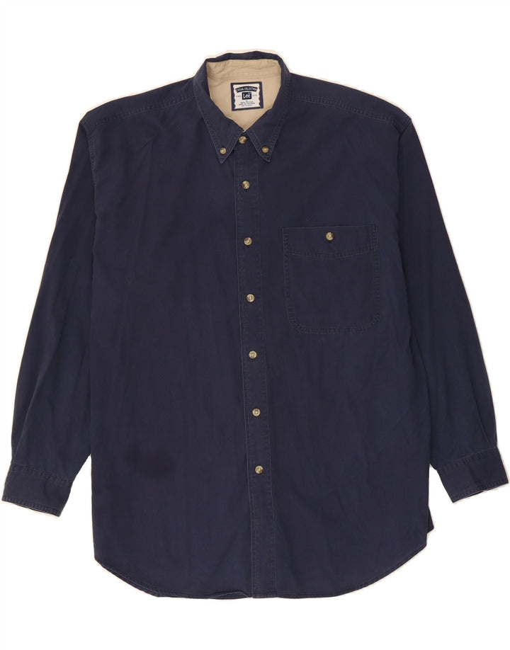 LEE Mens Shirt Large Navy Blue Cotton Vintage Lee and Second-Hand Lee from Messina Hembry 