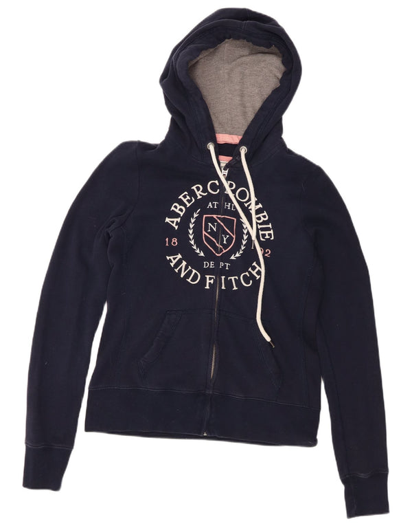 Abercrombie & Fitch Sweater med lynlås til kvinder UK 14 Medium Navy Blue