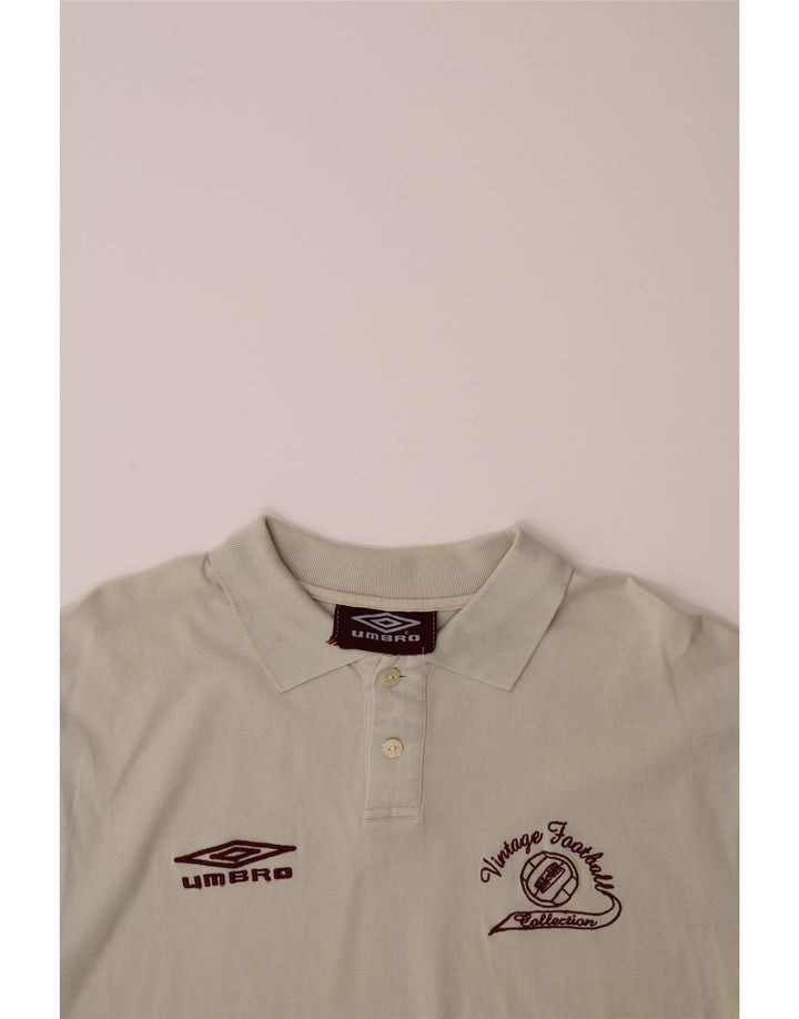 UMBRO Mens Graphic Polo Shirt Large Off White Cotton Vintage Umbro and Second-Hand Umbro from Messina Hembry 