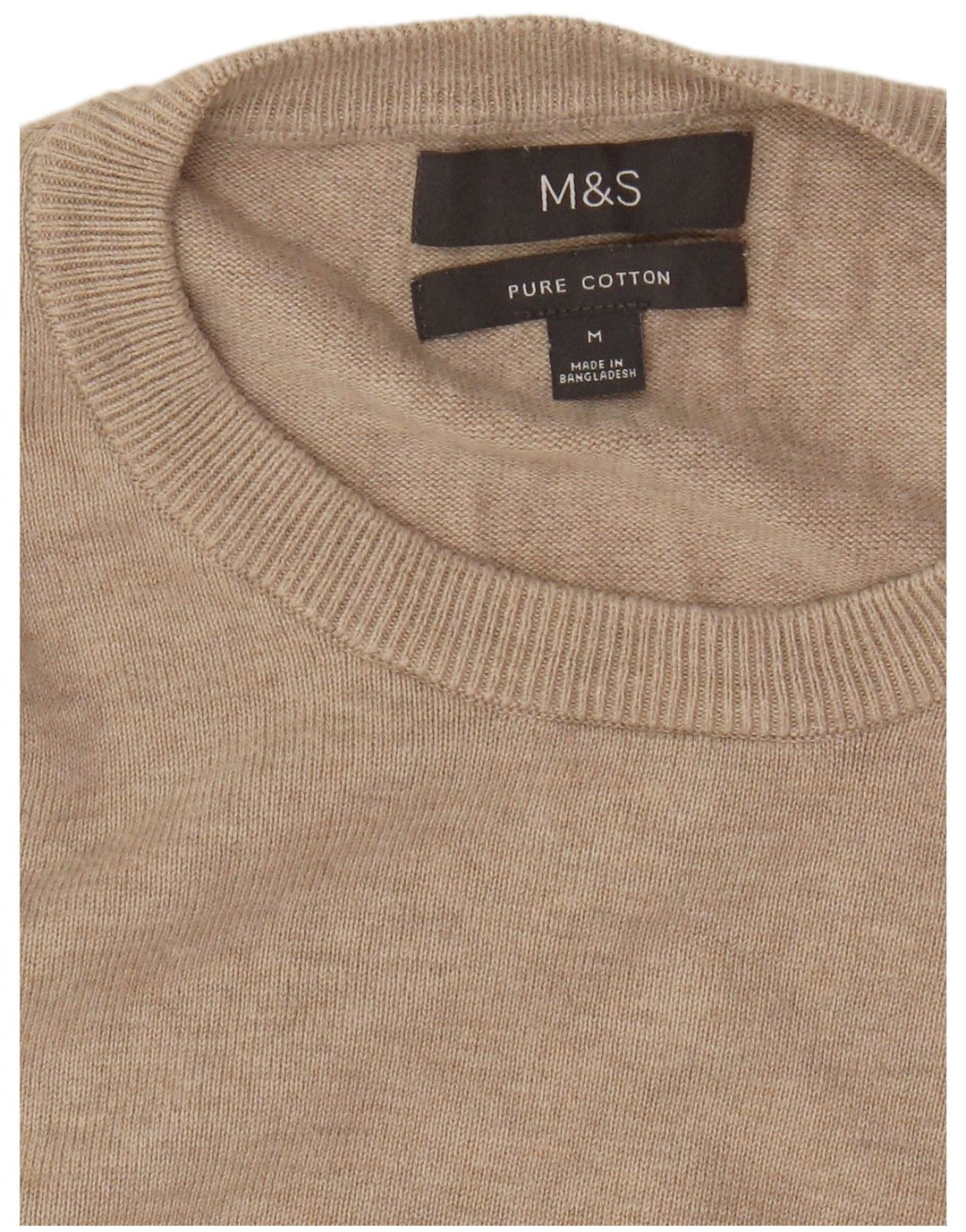 Marks & Spencer Herre sweater med rund hals, medium beige bomuld