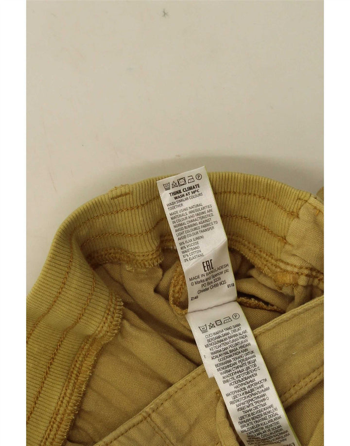 Marks & Spencer Womens Shorts UK 16 Large W34 Khaki Linen