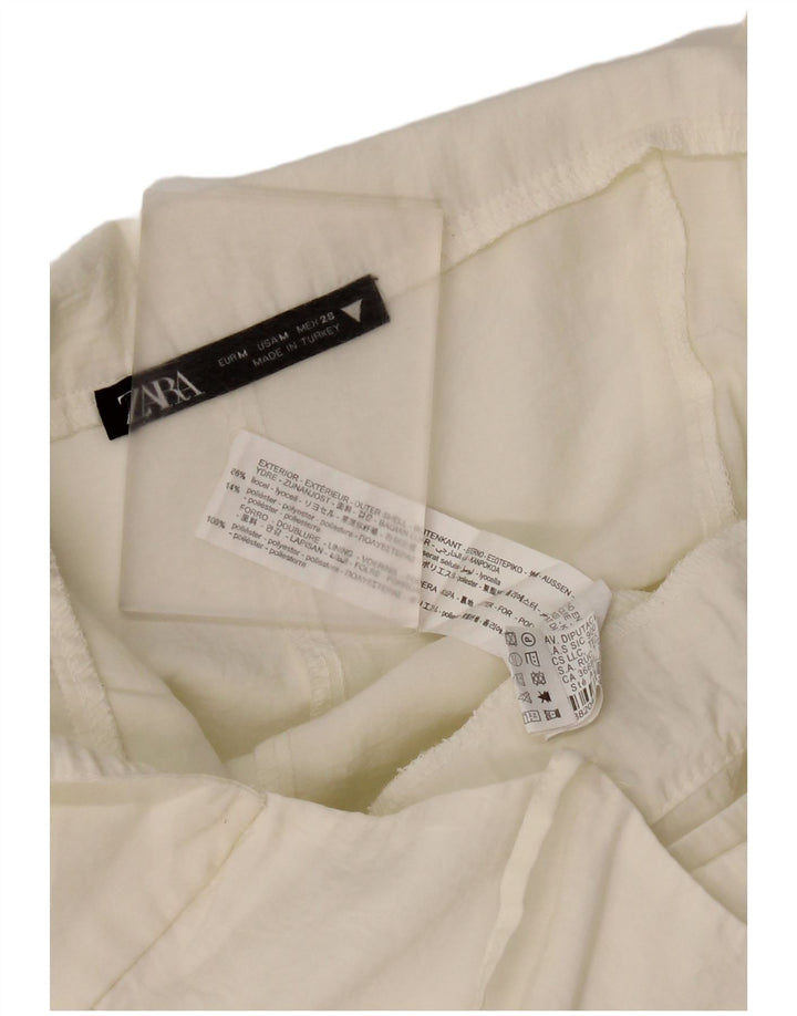 Zara Womens Front Tie Tunika Top UK 12 Medium White Lyocell