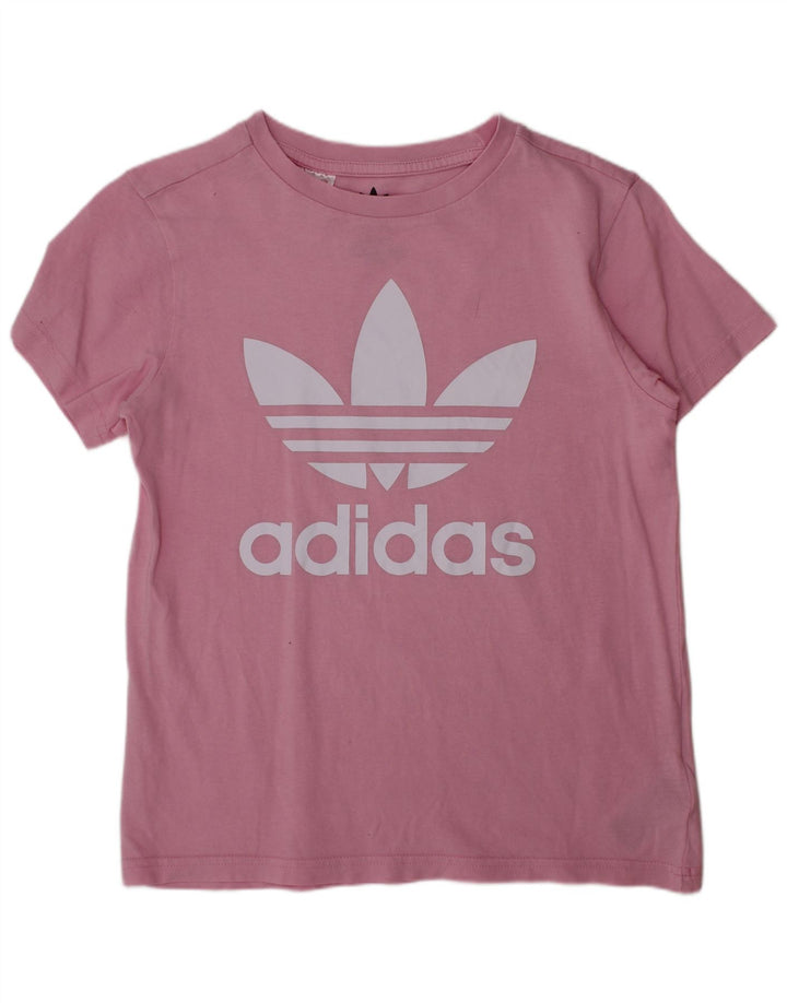 ADIDAS Piger Grafisk T-Shirt Top 9-10 År Pink Bomuld