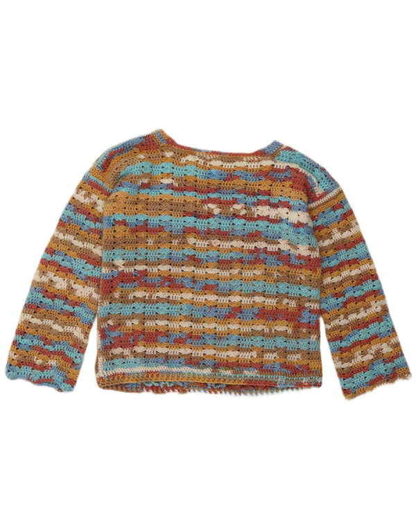 Vintage Dame Boat Neck Jumper Sweater UK 14 Medium Flerfarvet Stribet