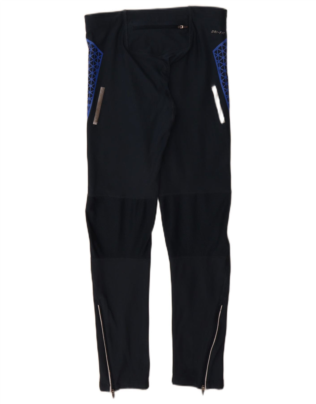 Nike Dame Dri Fit Leggings UK 8 Small Navy Blue Geometrisk Polyester
