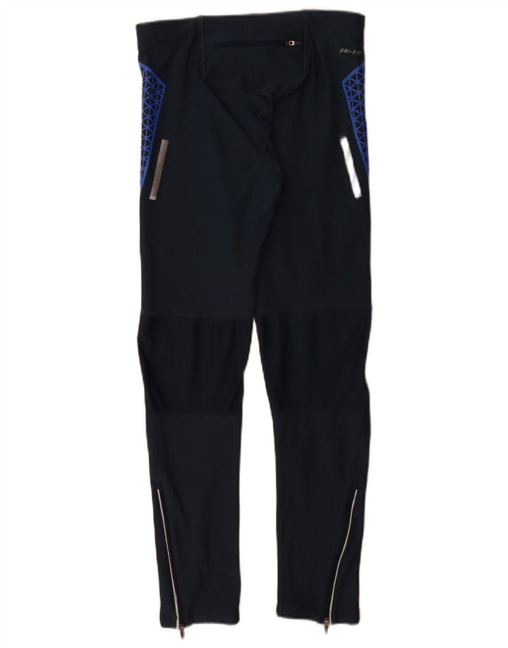 Nike Dame Dri Fit Leggings UK 8 Small Navy Blue Geometrisk Polyester