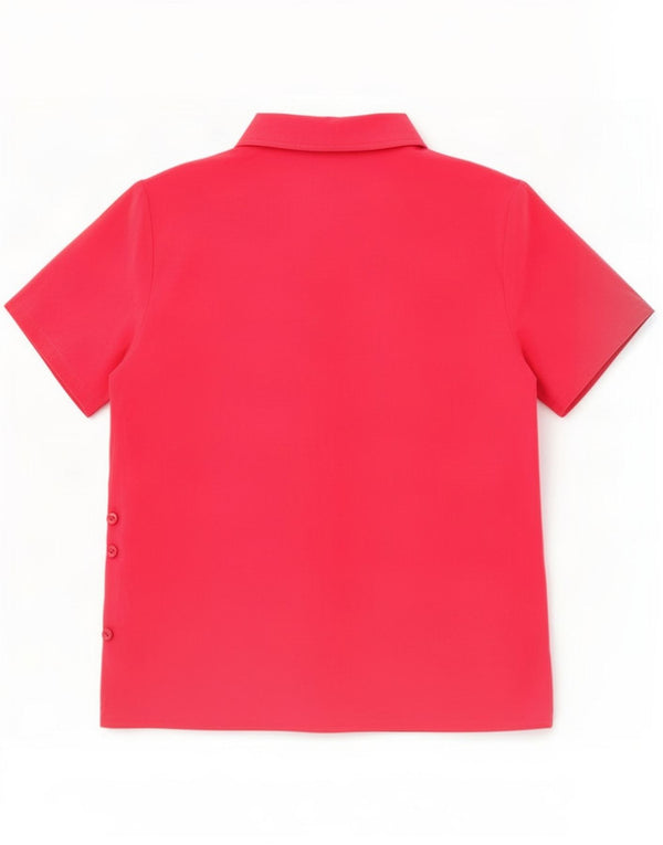 Vintage Womens Short Sleeve Shirt UK 14 Medium Pink Silk