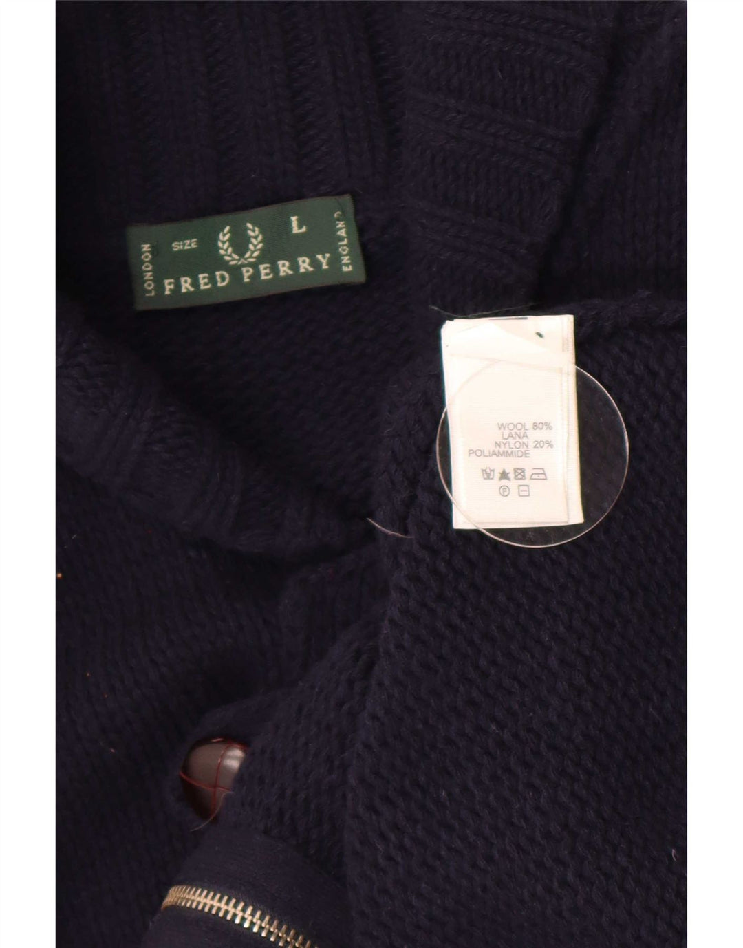 Fred Perry Herre cardigan sweater Stor marineblå uld