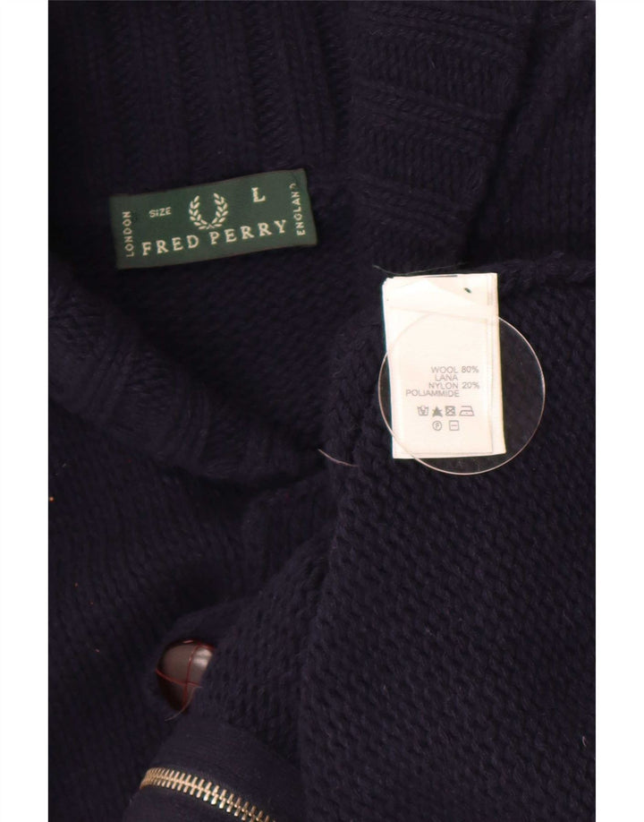 Fred Perry Herre cardigan sweater Stor marineblå uld
