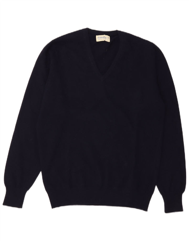 Skotsk Flag Herre V-hals sweater Medium Marineblå Ny uld