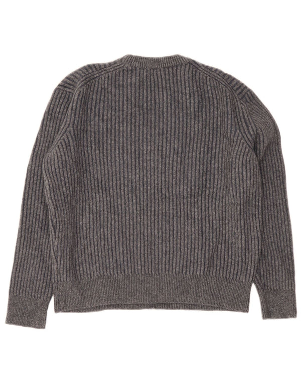 Massimo Dutti Dame Crew Neck Jumper Sweater UK 16 Large Grey Wool