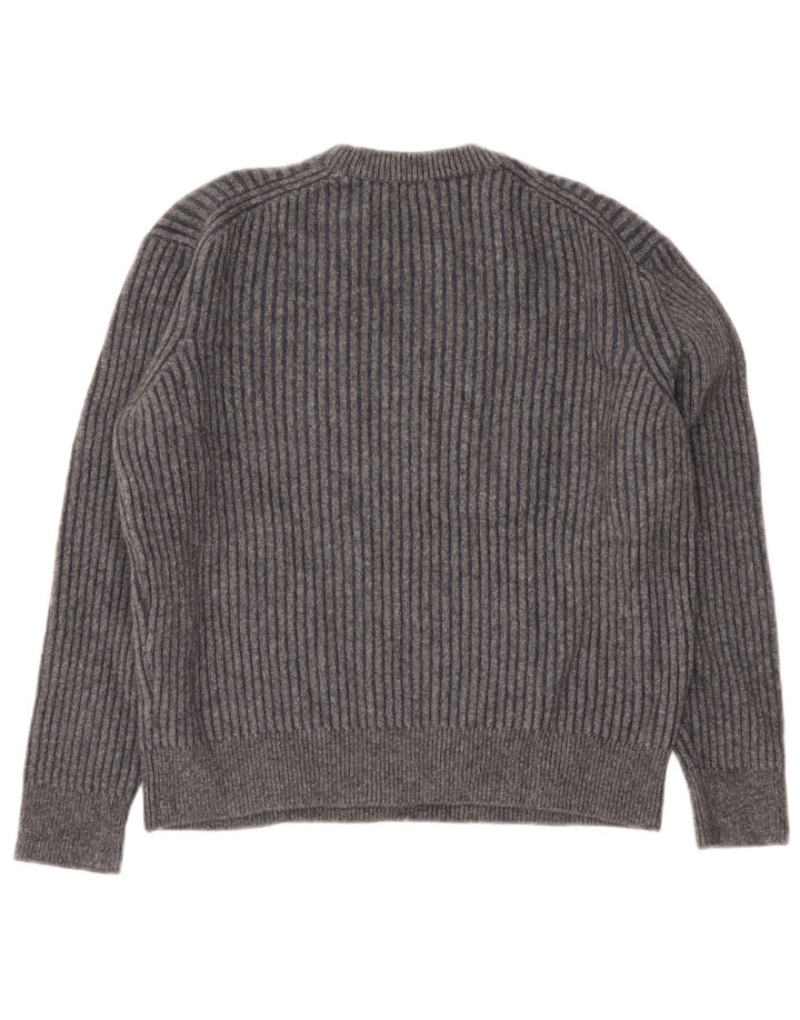 Massimo Dutti Dame Crew Neck Jumper Sweater UK 16 Large Grey Wool