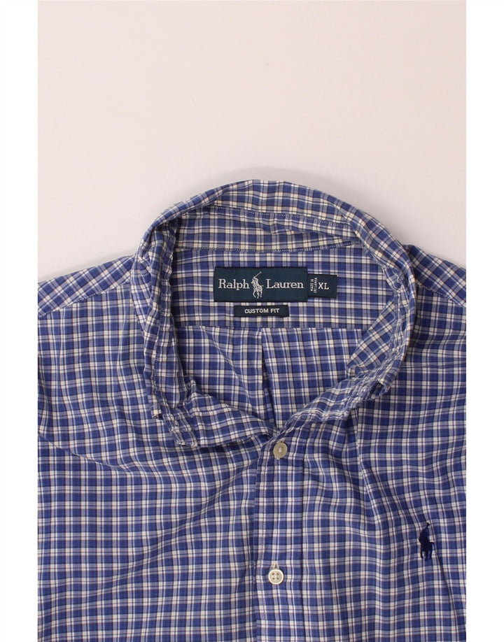 RALPH LAUREN Mens Comfort Fit Shirt XL Blue Check Vintage Ralph Lauren and Second-Hand Ralph Lauren from Messina Hembry 