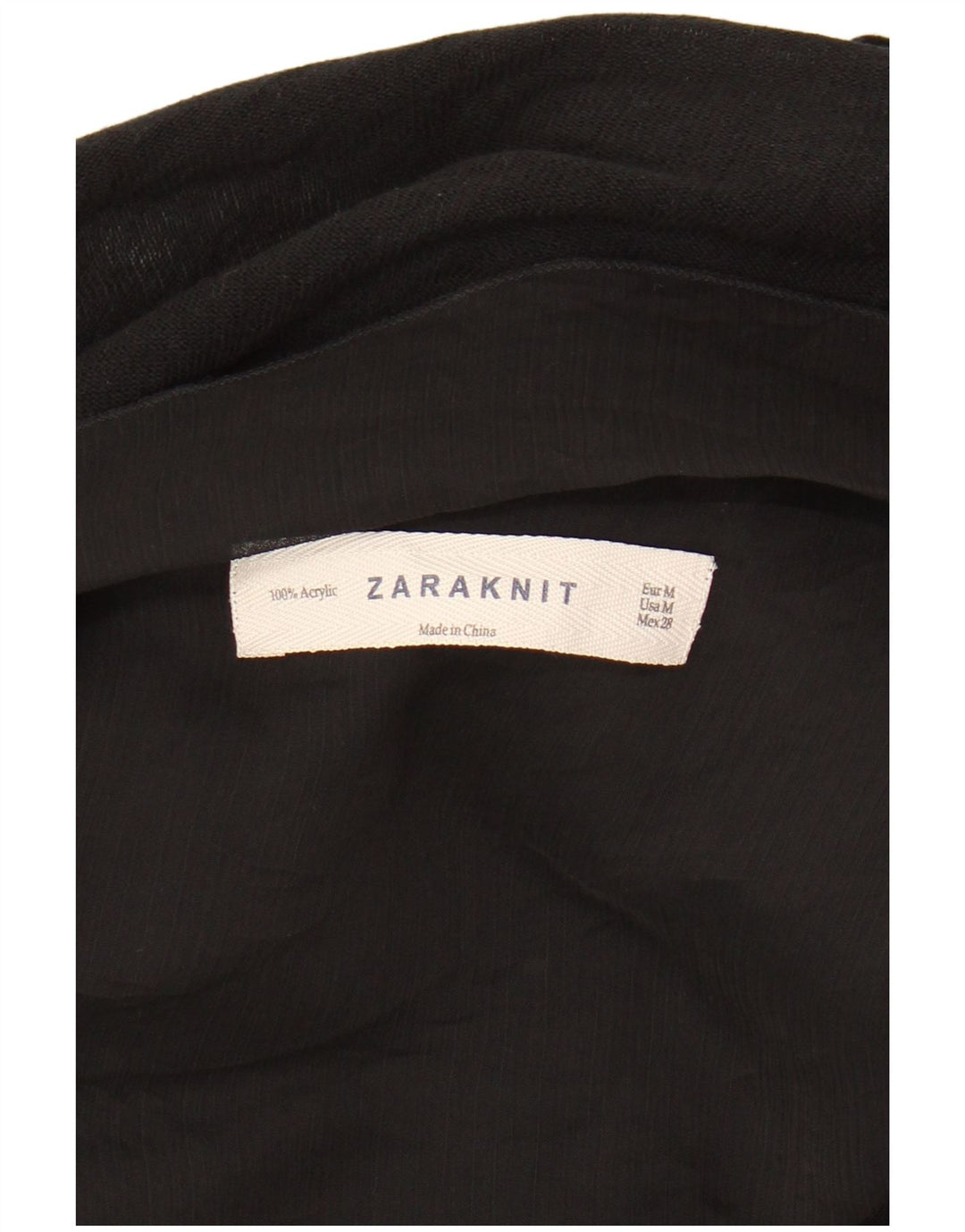 ZARA Dame Asymmetrisk Åben Cardigan Sweater UK 12 Medium Sort Akryl