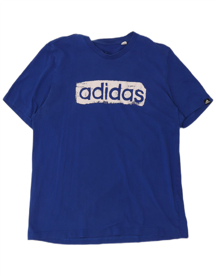 ADIDAS Grafisk T-shirt til mænd, mellemblå bomuld