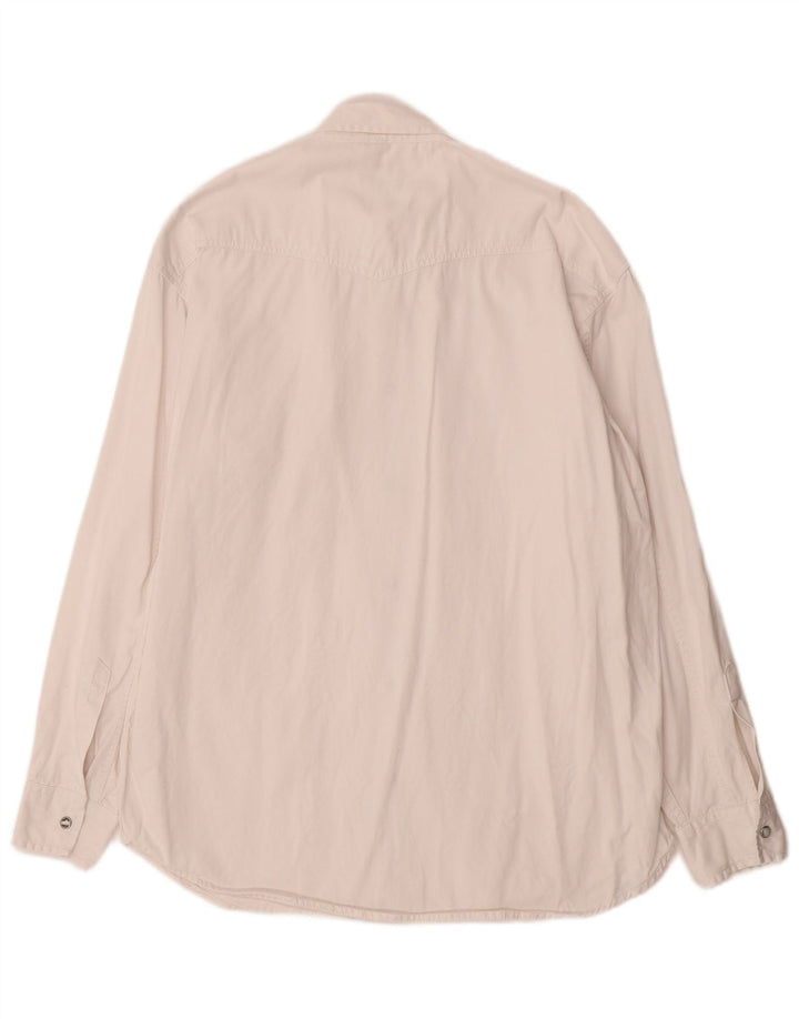 Vintage denimskjorte til mænd Medium hvid bomuld