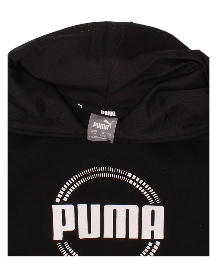 PUMA Boys Graphic Hoodie Jumper 5-6 Years Black Vintage Puma and Second-Hand Puma from Messina Hembry 