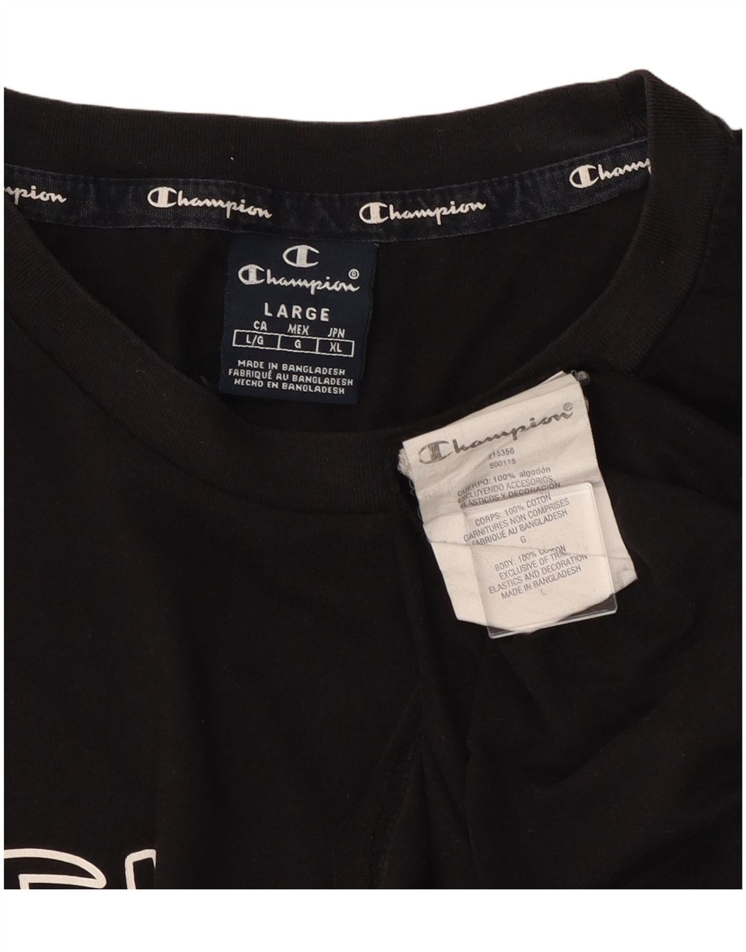 CHAMPION Herre Grafisk T-Shirt Top Stor Sort Bomuld