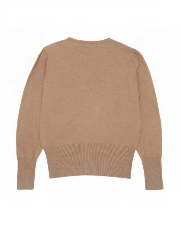 Marks & Spencer Dame Boat Neck Jumper Sweater UK 12 Medium Beige Viscose