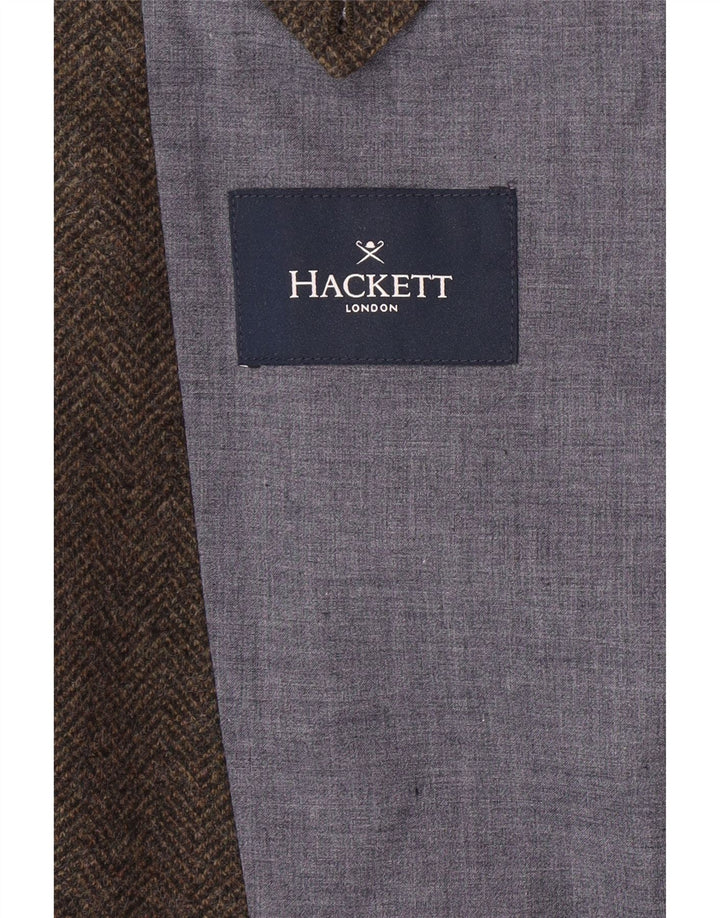 HACKETT Herre 3-knaps blazerjakke UK 44 XL Brun sildebensuld
