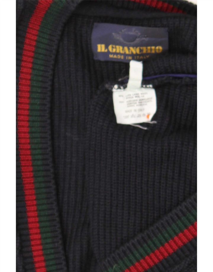 Il Granchio Herre Cardigan Sweater XL Marineblå Geometrisk Uld