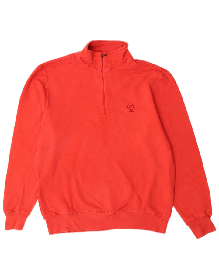 Izod Herre 1/4 Zip Sweatshirt Jumper Lille Rød Bomuld