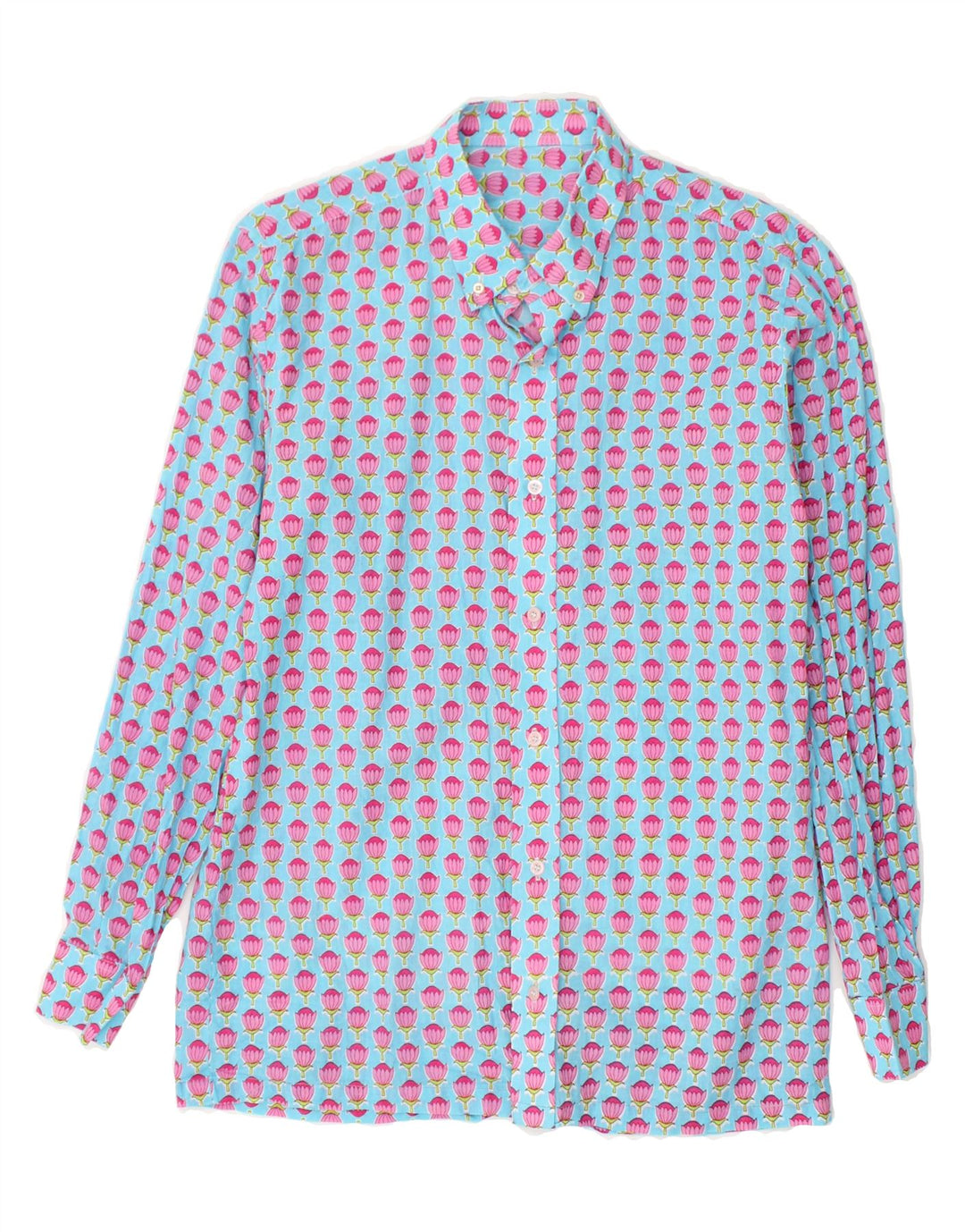 VINTAGE Mens Shirt Medium Blue Floral Vintage Vintage and Second-Hand Vintage from Messina Hembry 