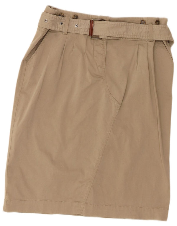 Max Mara Dame weekend lige nederdel UK 14 Large W34 Khaki Cotton