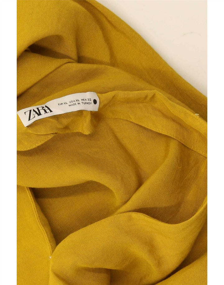 Zara Dame Oversized Tunika Kjole UK 18 XL Gul