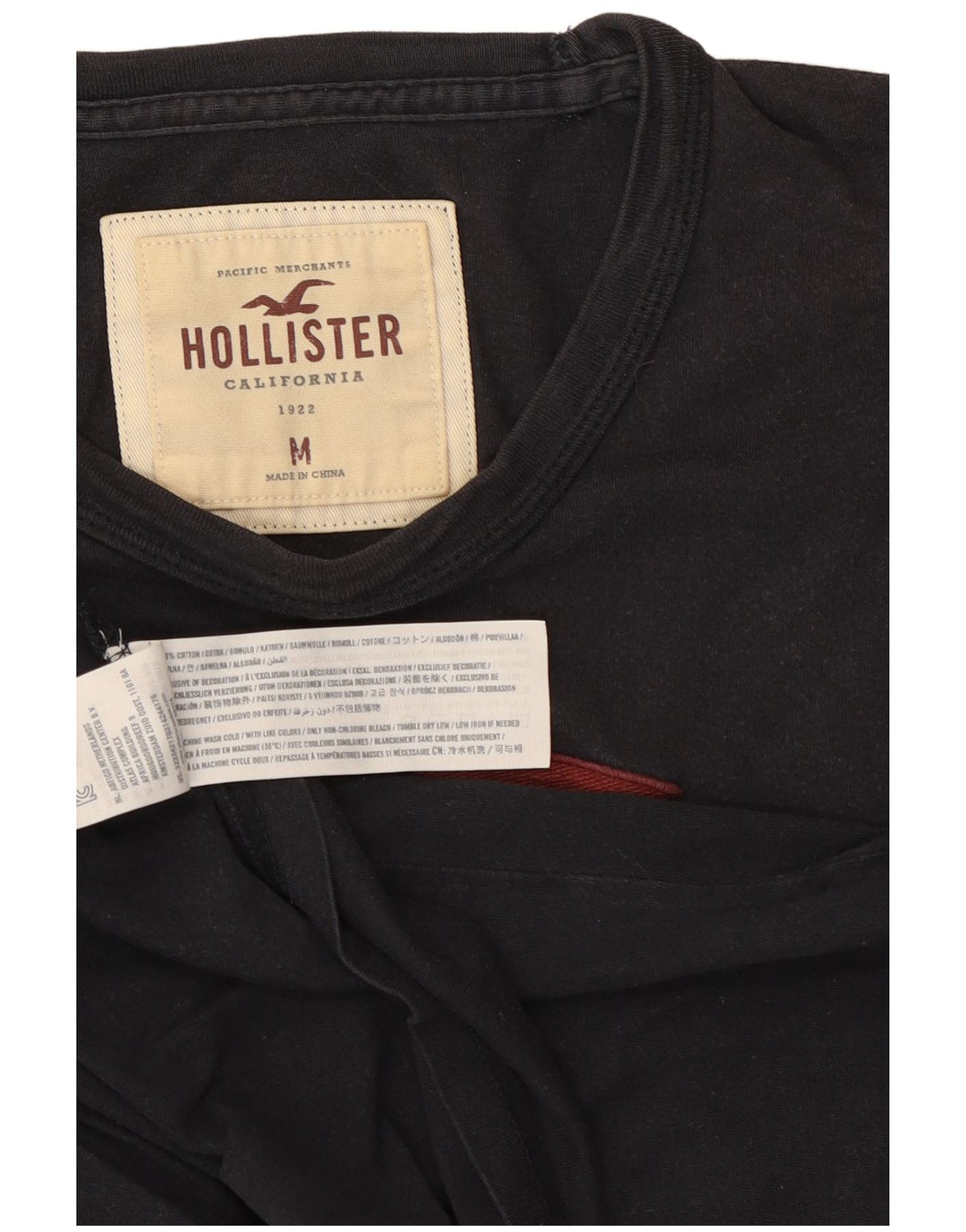 Hollister Herre grafisk T-shirt Top Medium Marineblå Bomuld